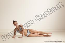 Swimsuit Gymnastic poses Woman White Moving poses Slim long brown Dynamic poses Academic